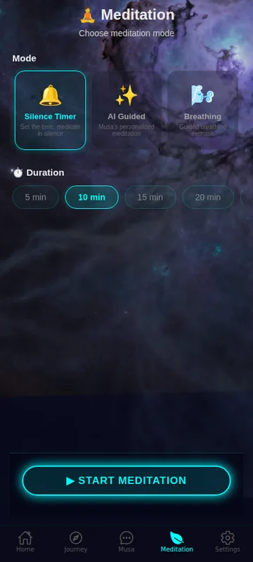 Guided meditation screen